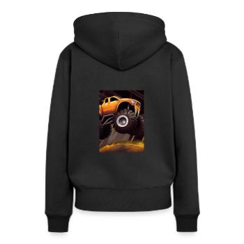 Monstertruck in der Arena - Frauen Premium Bio Hoodie - Schwarz - Hinten - Julia (174cm)