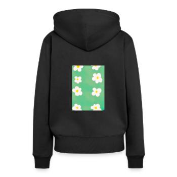 Blumen malen Muster - Frauen Premium Bio Hoodie - Schwarz - Hinten - Julia (174cm)