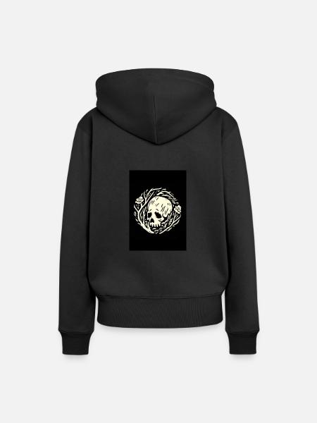 Schädel in Pflanzen - Frauen Premium Bio Hoodie - Schwarz