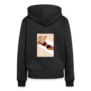 Frauen Sommerhut Bikini - Frauen Premium Bio Hoodie - Schwarz - Hinten - Julia (174cm)