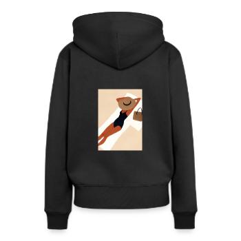 Frauen Sommerhut Bikini - Frauen Premium Bio Hoodie - Schwarz - Hinten - Julia (174cm)