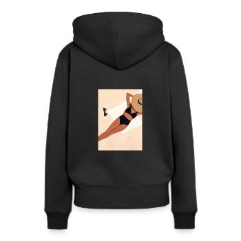 Frauen Sommerhut Bikini - Frauen Premium Bio Hoodie - Schwarz - Hinten - Julia (174cm)