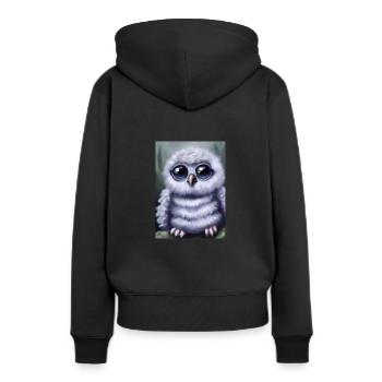 Baby-Kauz - Frauen Premium Bio Hoodie - Schwarz - Hinten - Julia (174cm)