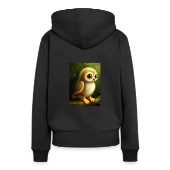 Baby-Kauz - Frauen Premium Bio Hoodie - Schwarz - Hinten - Julia (174cm)