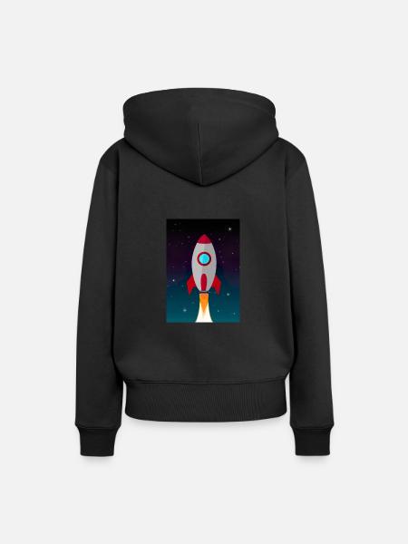 Fliegende Weltraumrakete - Frauen Premium Bio Hoodie - Schwarz
