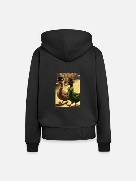 Zwei Enten - Frauen Premium Bio Hoodie - Schwarz