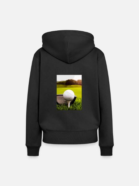 Golfball Abschlag - Frauen Premium Bio Hoodie - Schwarz