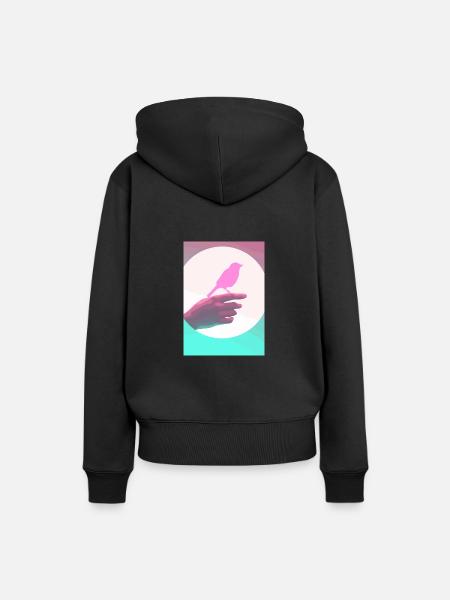 Retro-Vogel - Frauen Premium Bio Hoodie - Schwarz
