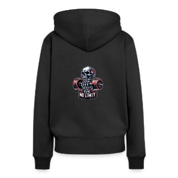 Crâne de musculation No Limit Workout avec haltère - Sweat à capuche Premium bio Femme - noir - Dos - Julia (174cm)