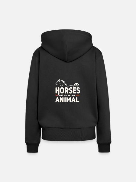 Pferde sind mein Seelentier - Frauen Premium Bio Hoodie - Schwarz