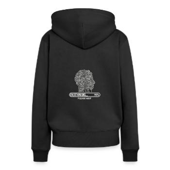 Overthinking - Bitte warten - Frauen Premium Bio Hoodie - Schwarz - Hinten - Julia (174cm)