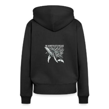 Bitte kein Plastik mehr - Frauen Premium Bio Hoodie - Schwarz - Hinten - Julia (174cm)