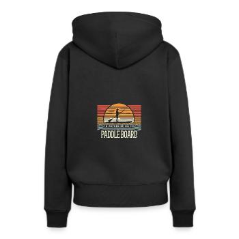 Ich würde lieber auf meinem Paddelbrett sein - Frauen Premium Bio Hoodie - Schwarz - Hinten - Julia (174cm)