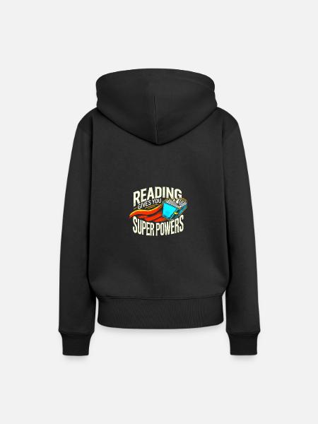 Lesen gibt dir Superkräfte - Frauen Premium Bio Hoodie - Schwarz