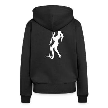 Chanteur au micro - Sweat à capuche Premium bio Femme - noir - Dos - Julia (174cm)