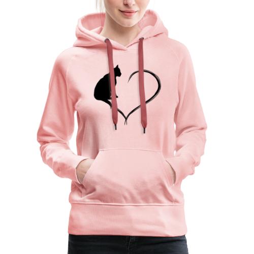 Coeur de chat noir - Sweat-shirt à capuche Premium pour femmes