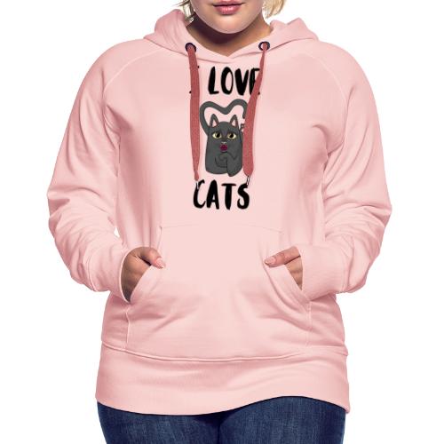I Love cats - Sweat-shirt à capuche Premium Femme