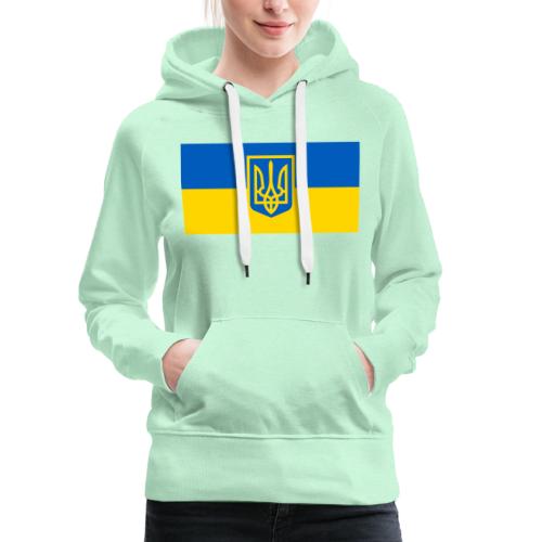 Ukraine Wappen auf Blau Gelb Flagge - Frauen Premium Hoodie