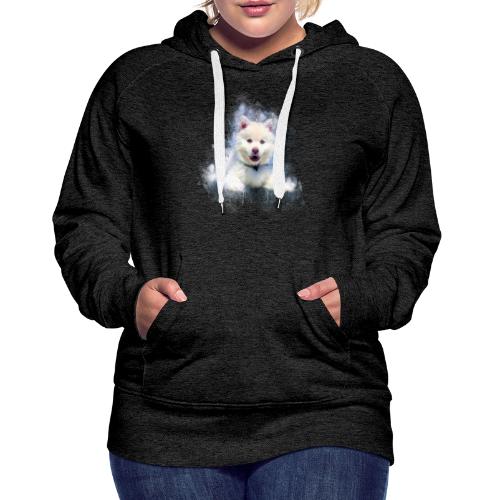 Husky sibérien Blanc chiot mignon -by- Wyll-Fryd - Sweat-shirt à capuche Premium Femme