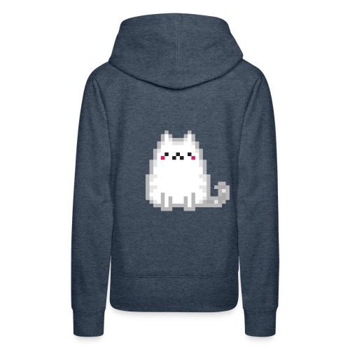 chat blanc en pixel art - white cat pixel art - Sweat-shirt à capuche Premium pour femmes