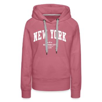 New York - Frauen Premium Bio Hoodie - Malve - Vorne - Isabella (175cm)