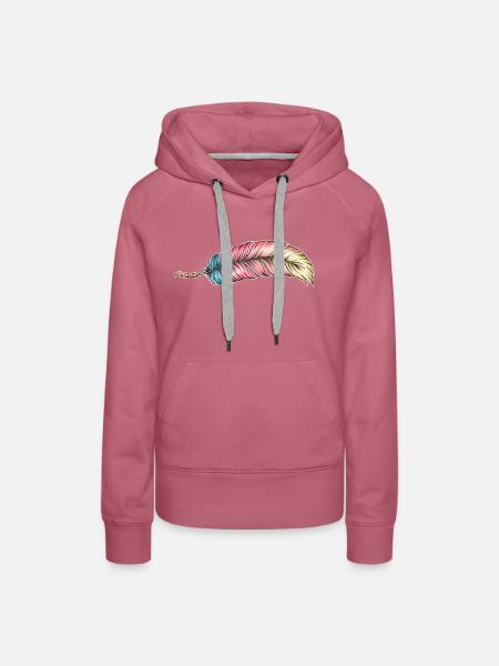 Schreibfeder Regenbogen - Frauen Premium Bio Hoodie - Malve