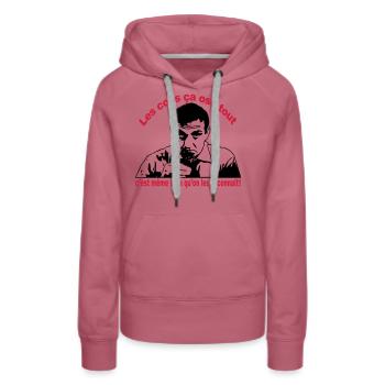 les cons ça ose tout lino ventura - Sweat à capuche Premium bio Femme - mauve - Devant - Isabella (175cm)