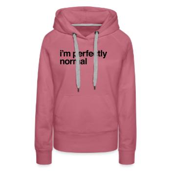 Je suis parfaitement normales - Sweat à capuche Premium bio Femme - mauve - Devant - Isabella (175cm)