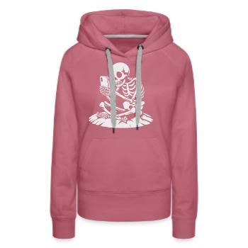 Selfie squelette au clair de lune - Sweat à capuche Premium bio Femme - mauve - Devant - Isabella (175cm)