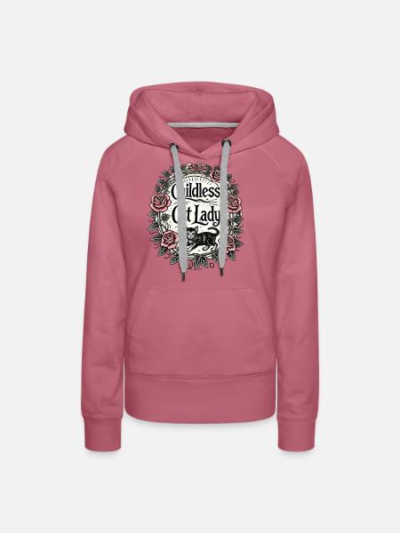 Kinderlose Katzendame - Frauen Premium Bio Hoodie - Malve