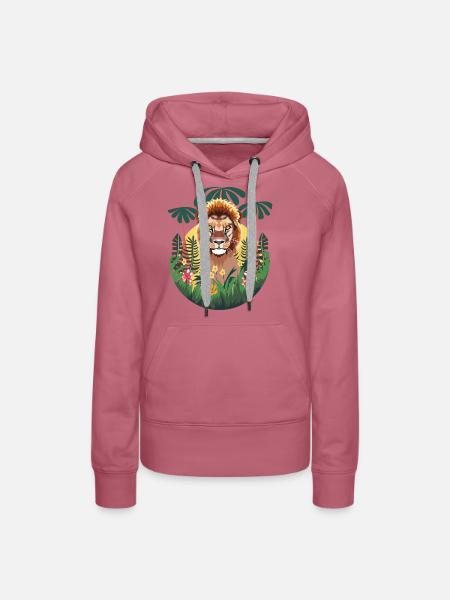 Löwen-Dschungel - Frauen Premium Bio Hoodie - Malve