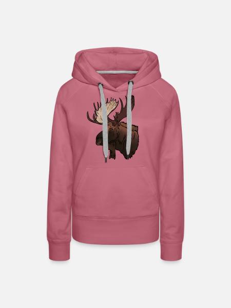Elch Kopf - Frauen Premium Bio Hoodie - Malve