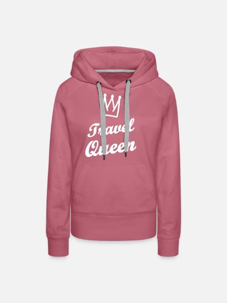 Travel Queen Krone Schrift - Frauen Premium Bio Hoodie - Malve