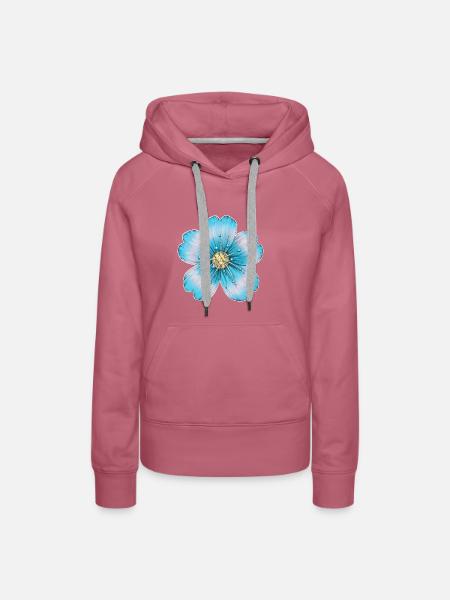 Hellblaue Blume - Frauen Premium Bio Hoodie - Malve