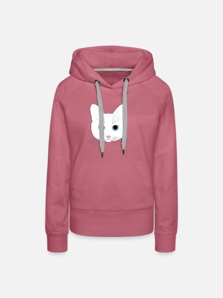 Weiße Katze - Frauen Premium Bio Hoodie - Malve