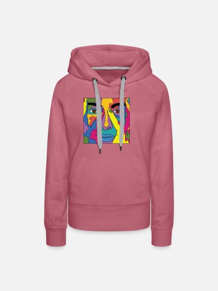 Gesicht einer bunten Frau - Frauen Premium Bio Hoodie - Malve