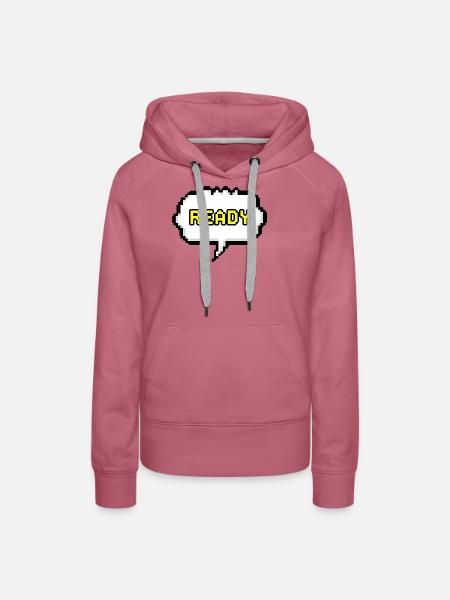 Bereit Pixel-Sprechblase - Frauen Premium Bio Hoodie - Malve