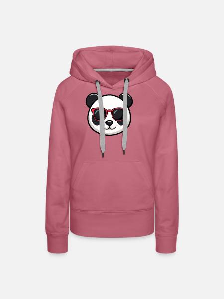 Panda Rote Brille - Frauen Premium Bio Hoodie - Malve