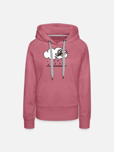 Blume im Regen - Frauen Premium Bio Hoodie - Malve