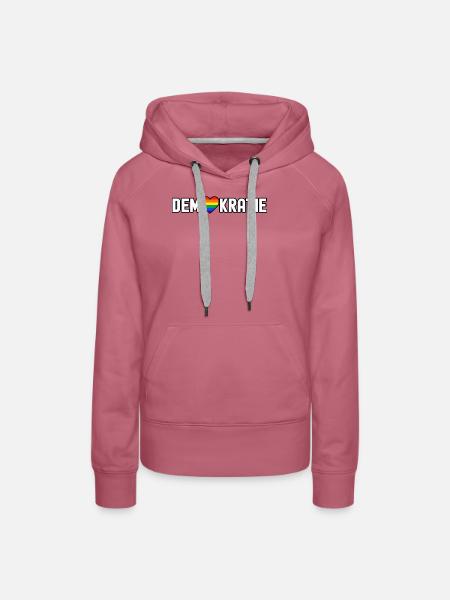 Demokratie mit Regenbogenherz - Frauen Premium Bio Hoodie - Malve
