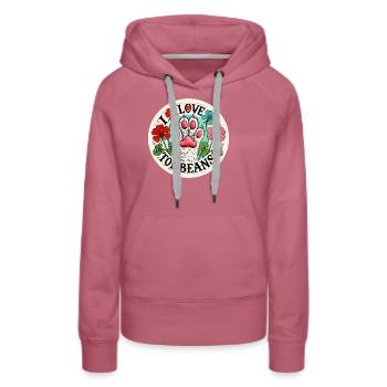 J’adore les haricots - Sweat à capuche Premium bio Femme - mauve - Devant - Isabella (175cm)