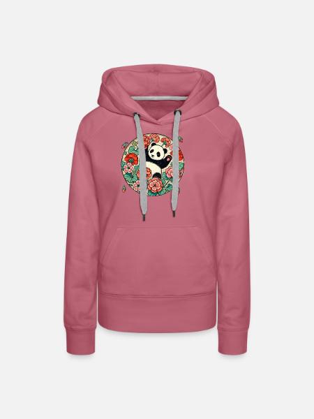 Niedlicher Panda - Frauen Premium Bio Hoodie - Malve