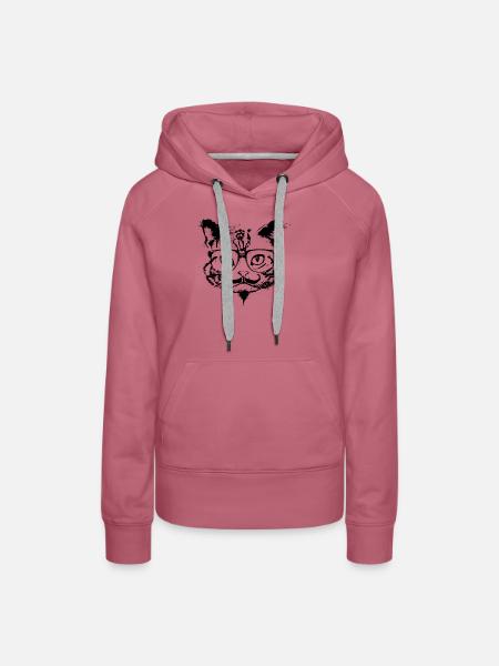 Hipster Cat - Frauen Premium Bio Hoodie - Malve