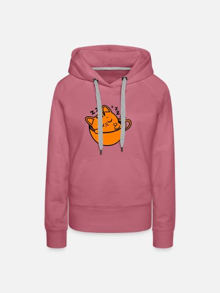 Kawaii Katze Cofee - Frauen Premium Bio Hoodie - Malve