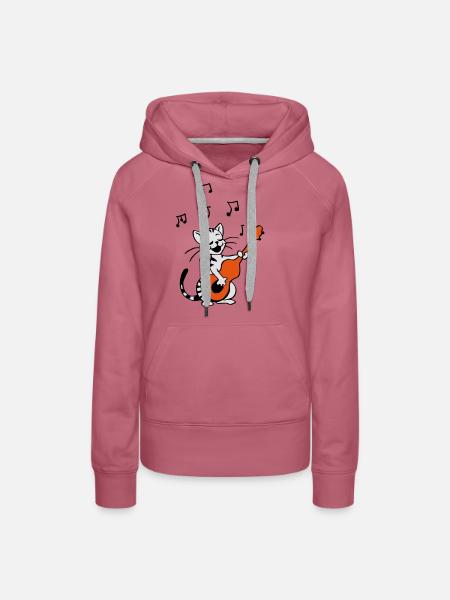 Katze singt - Frauen Premium Bio Hoodie - Malve