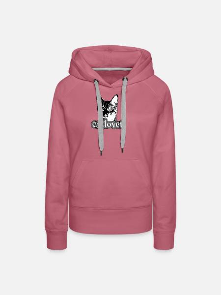 Katzenliebhaber Kontrast - Frauen Premium Bio Hoodie - Malve