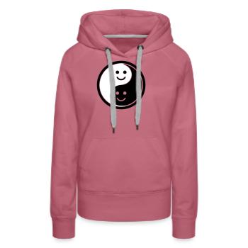 Yin Yang avec Smileys | Symbole de solde positif - Sweat à capuche Premium bio Femme - mauve - Devant - Isabella (175cm)