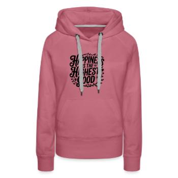 Glück ist das höchste Gut - florale Typografie - Frauen Premium Bio Hoodie - Malve - Vorne - Isabella (175cm)