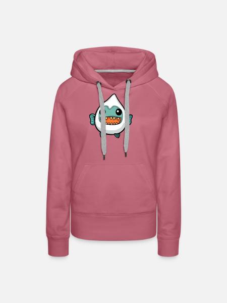 Piranha Fisch Halloween Geist - Frauen Premium Bio Hoodie - Malve
