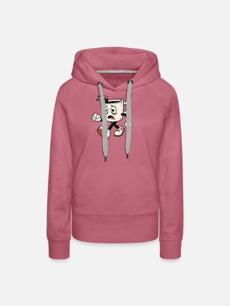 Müder Kaffeebecher Cartoon - Frauen Premium Bio Hoodie - Malve